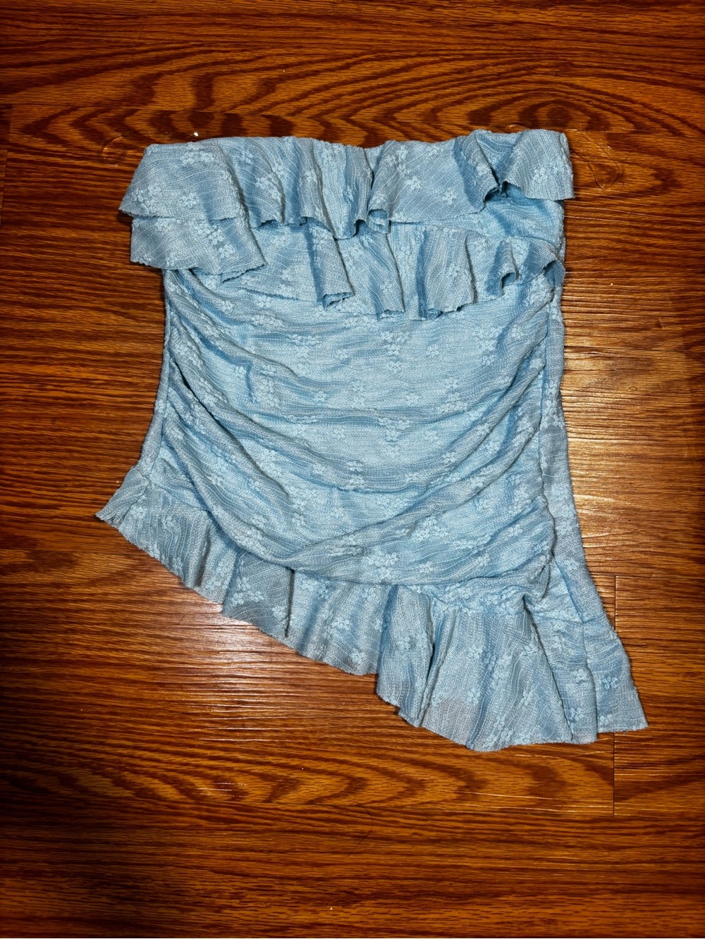 Electric Family Light Blue Asymmetrical Ruffle Skirt